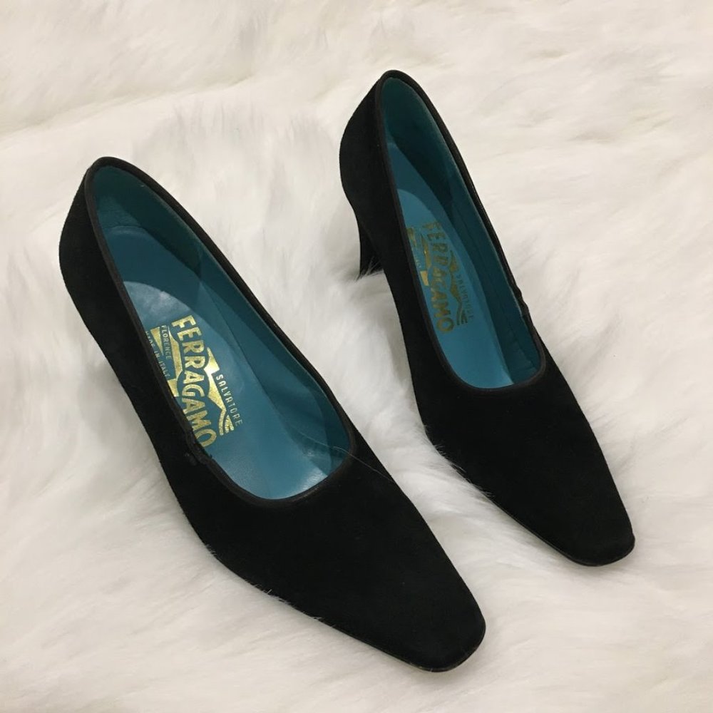 Salvatore Ferragamo Black Suede Heels Size 6.5B